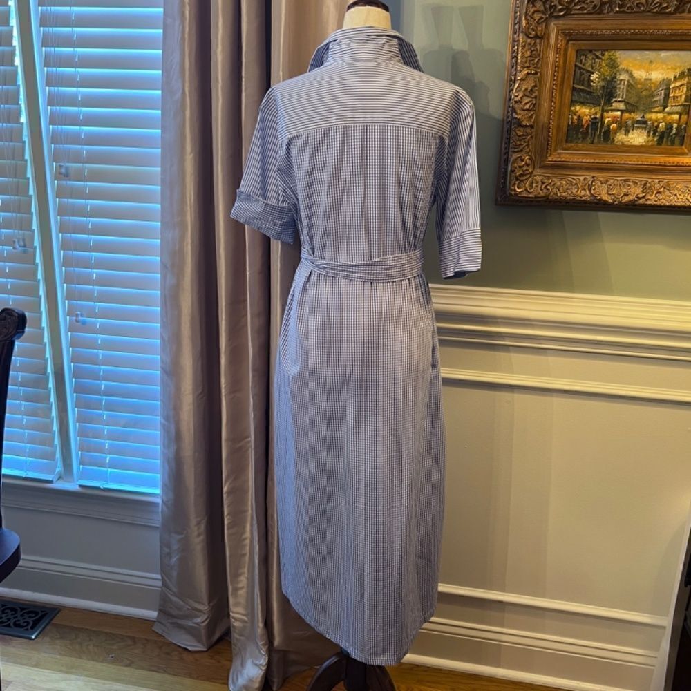 EUC‎ Hinson Wu Charlie Refined Cotton Stripe Check Shirt Style Midi Dress SMALL - Picture 10 of 11